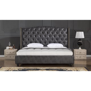 leather beds dark grey leather air fabric bed FEZXKKQ