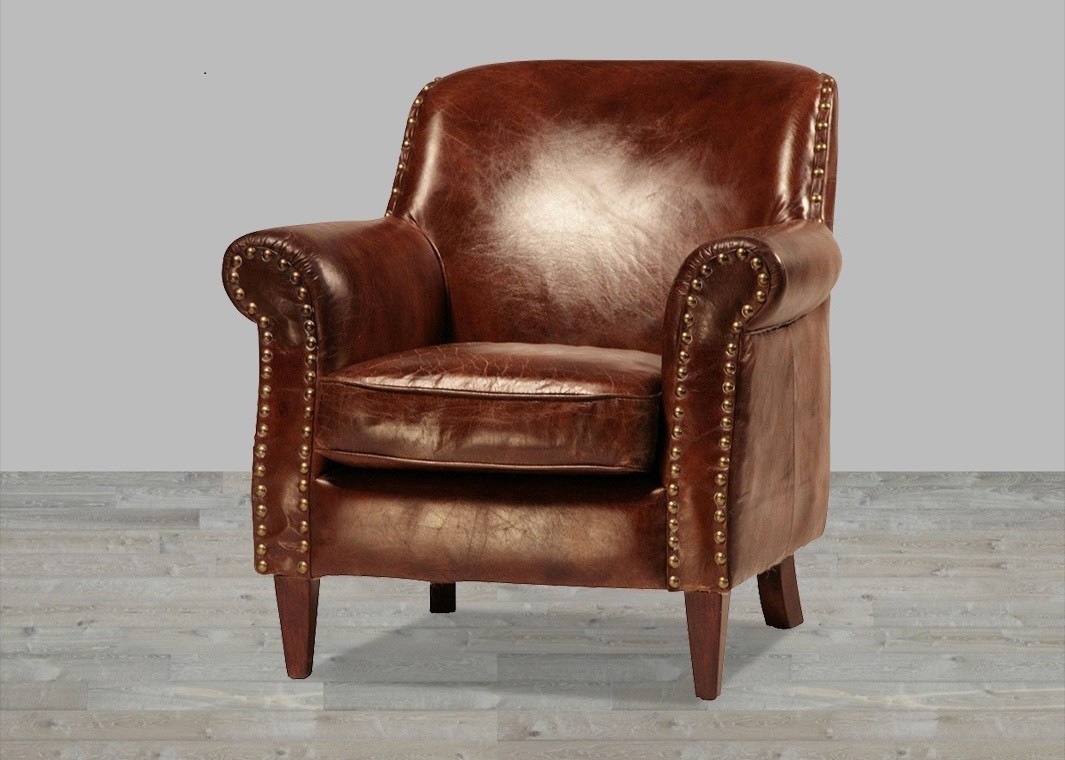 leather chairs hand finished vintage leather club chair with antique brass nailheads GLUTPWA