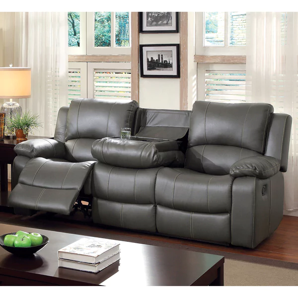 leather recliner sofa furniture of america rembren grey bonded leather reclining sofa PJNDUHK