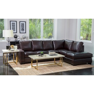 leather sectional sofas abbyson monaco brown top grain leather sectional sofa PGVINEU