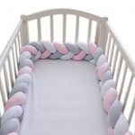 loaol baby crib bumper knotted braided plush nursery cradle decor newborn KHNDEGV