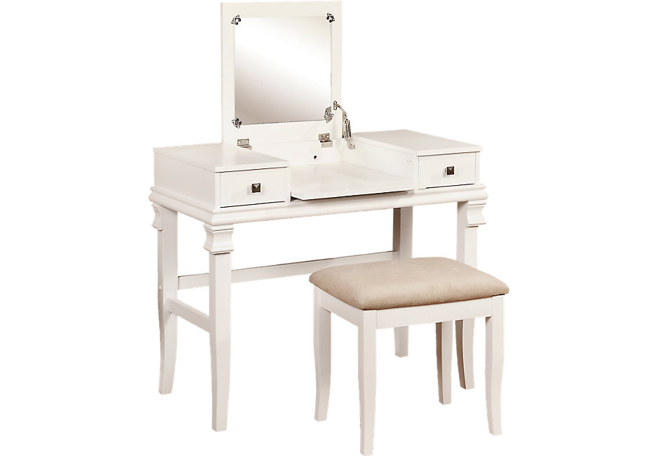 messana white vanity, mirror and stool set - accent pieces colors MTPOXAH