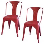 metal chairs amerihome red metal dining chair (set of 2) FUGIZMO