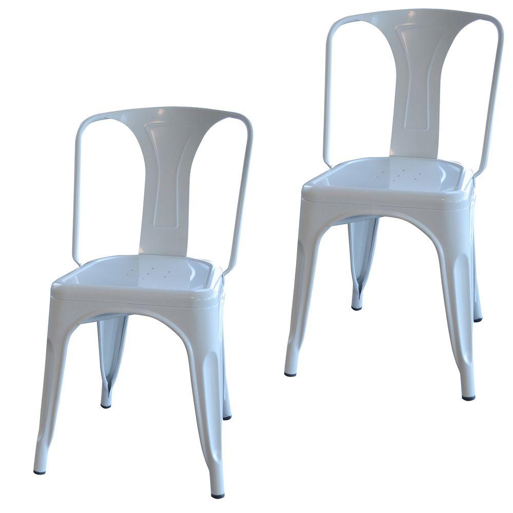 metal chairs amerihome white metal dining chair (set of 2) CAURCBH