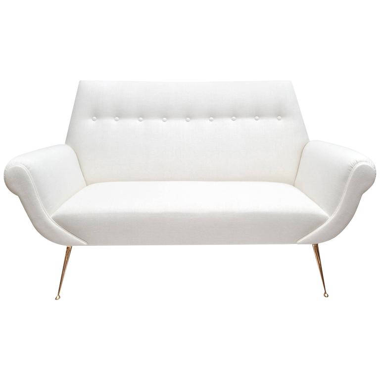 mid-century modern white sofa by gigi radice for minotti with solid FKIHQMG