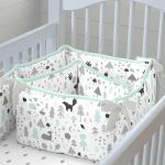 mint and gray baby woodland crib bumper ZLANMZL