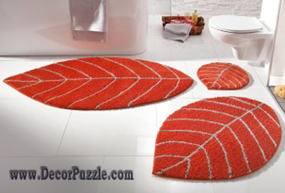 modern bathroom rug sets and bath mats 2018, orange bathroom rugs ZHTVURK