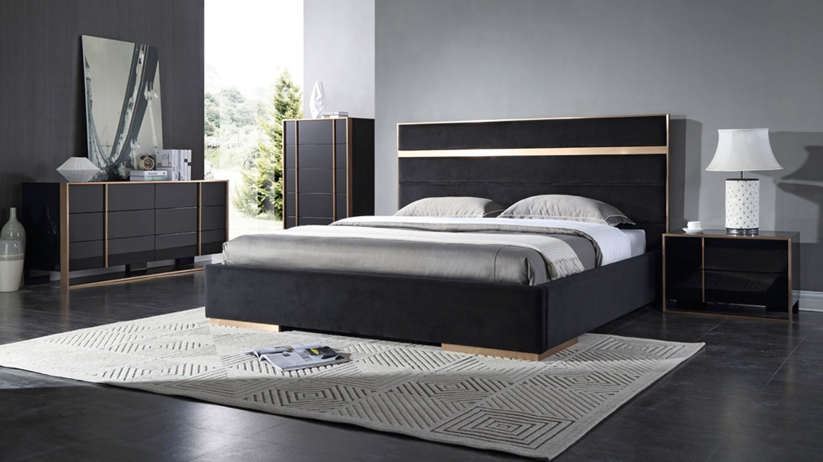 modern bedroom sets nova domus cartier modern black u0026 brushed bronze bedroom set MUQSTPG