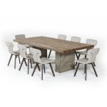 modern dining tables modrest renzo modern oak u0026 concrete 94 PEBBAKB