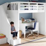 modern kids bunk beds with desk catalina stair loft bed, charcoal CUTWKDS