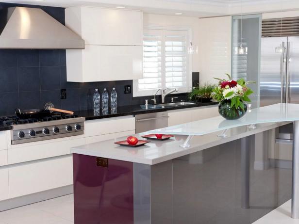 modern kitchens modern kitchen with black tile backsplash OUYFEGT