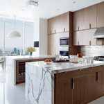 modern kitchens sleek stone and rich wood XFKNIQP