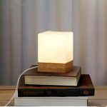 modern table lamps 2018 modern table lamp wood base and white square glass lamp PEJHZCA