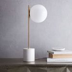 modern table lamps sphere + stem table lamp - brass ... EZMVSZF