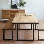 oak table industrial oak + steel dining table MFDJGEG