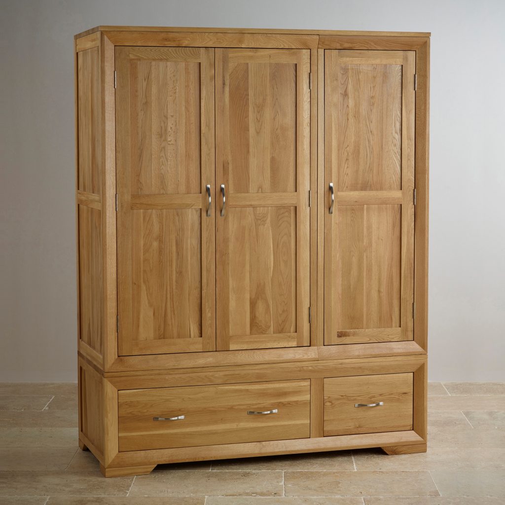 oak wardrobe ... bevel natural solid oak triple wardrobe oak furniture land on QGKXHFQ