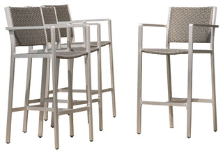 outdoor bar stools capral outdoor wicker bar stools, set of 4, gray - contemporary XLIVOAE