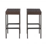 outdoor bar stools hampton bay rehoboth dark brown wicker outdoor bar stool (2-pack) MFLZGOQ