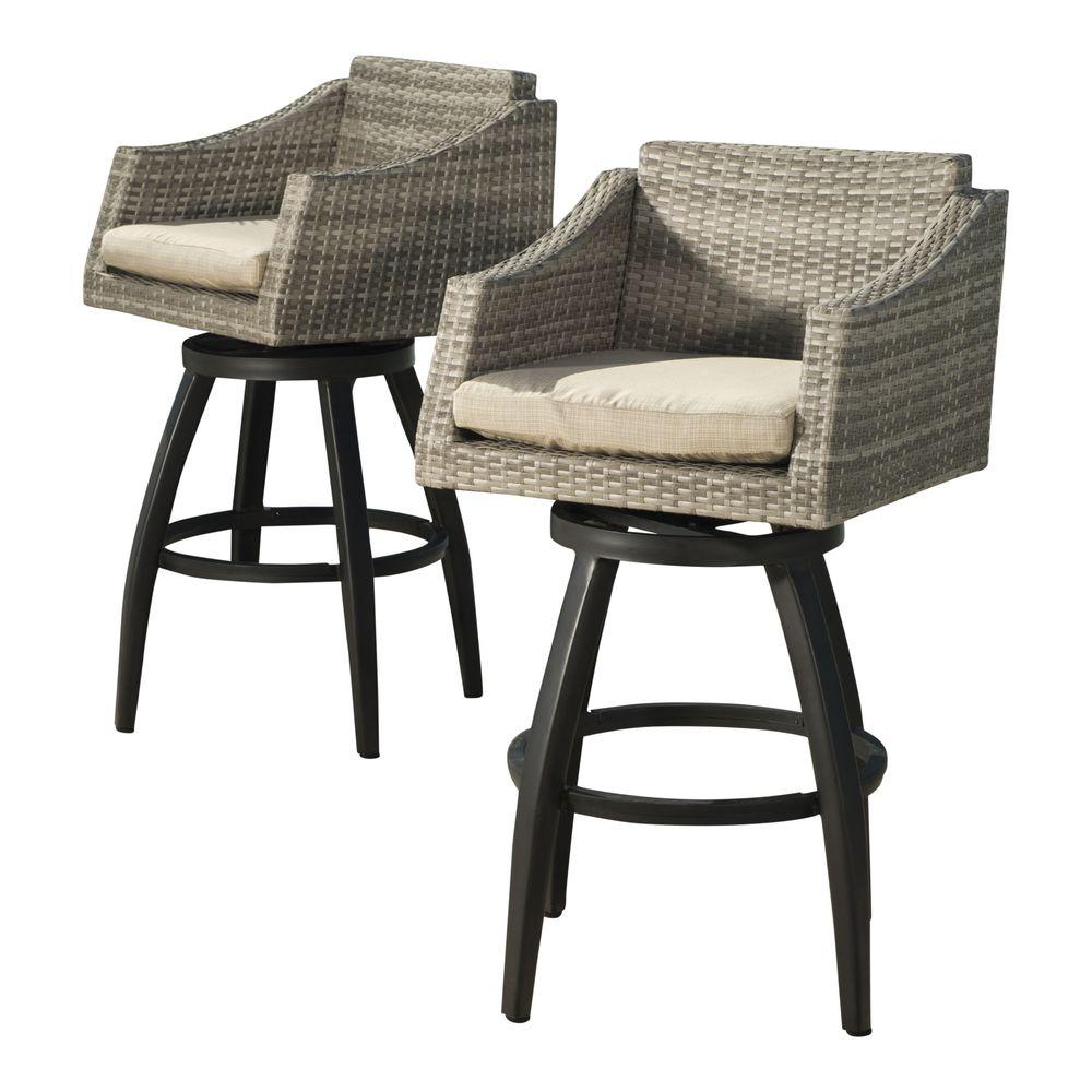 outdoor bar stools rst brands cannes all-weather wicker motion patio bar stool with slate YAVFOVU