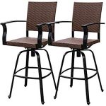 outdoor bar stools sundale outdoor 2 pcs brown wicker bar height swivel bar stool GEHZWCN