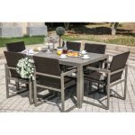 outdoor dining table 7 piece dining set EZQWLED