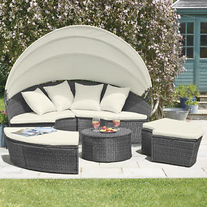 outdoor garden furniture image is loading rattan-daybed-amp-table-garden-furniture-outdoor-patio- WWTFRGB