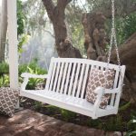 outdoor swings coral coast pleasant bay white curved back porch swing with optional ZYAUAPG