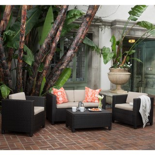 outdoor wicker furniture puerta outdoor 4-piece sofa set by christopher knight home (5 options HEZOPED