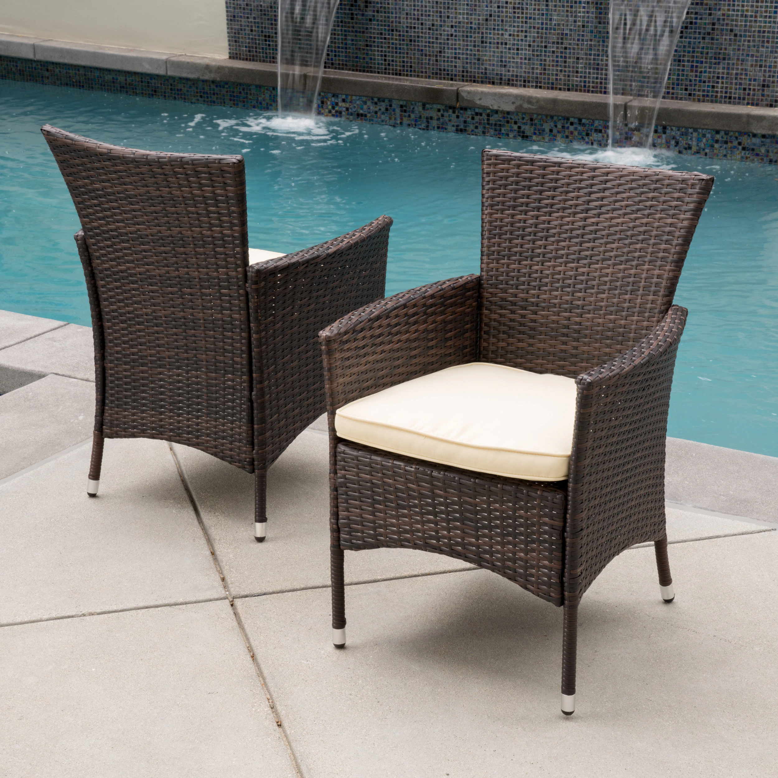 patio chairs malta outdoor wicker dining chair with cushion by christopher knight home IBWVQAO