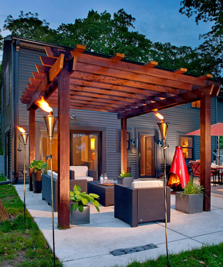 patio ideas 1. turn up the heat with a glowing pergola BFWLWDD