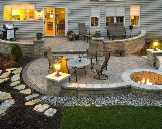 patio ideas stone patio with fire pit | hgtv and decorating ideas / ALAHVYN
