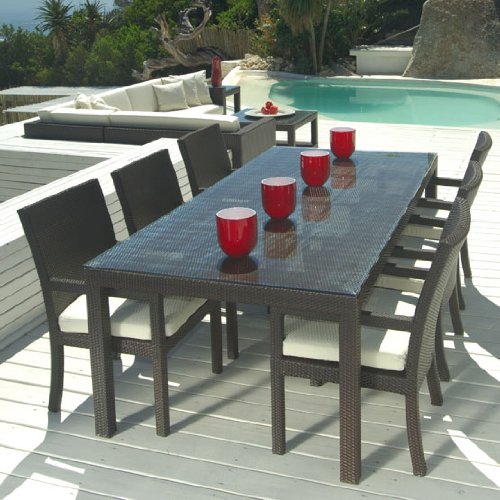 patio table and chairs amazon.com: outdoor wicker patio furniture new resin 7 pc dining table IIUHPZP
