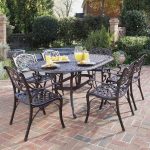 patio table and chairs display product reviews for biscayne 7-piece bronze metal frame patio KATEFDO