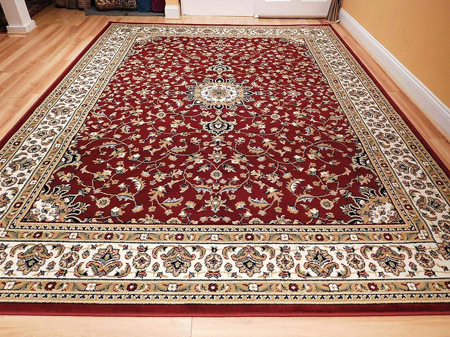 persian rugs amazon.com: large 5x8 red cream beige black isfahan area rug oriental WHNUHMR