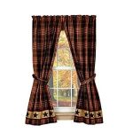 plaid curtains image is loading new-primitive-country-village-black-star-panels-burgundy- PBYAUFD