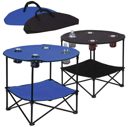 portable folding table picnic folding table w/ metal frame - 4 cup holders - ICBQGLP