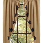 primitive curtains burlap natural black stencil star prairie curtain - retro barn country UNZKKWT