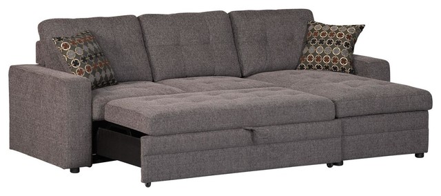 pull out couch casual dark gery gus sectional sofa with tufts storage pull out AAJEYDO