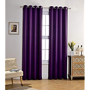 purple curtains mysky home solid grommet top thermal insulated window blackout curtains for DMKKCXY