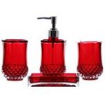 red bathroom accessories justnile 4 piece elegant, luxurious, translucent red bathroom accessory  set; ZIWGFJW