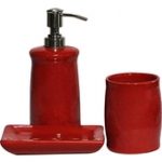 red bathroom accessories souvnear 190803029022 set of 3 bathroom accessories in red color PFWKBJR