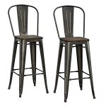 rustic bar stools dhp luxor metal counter stool with wood seat and backrest, set GJZLRKZ