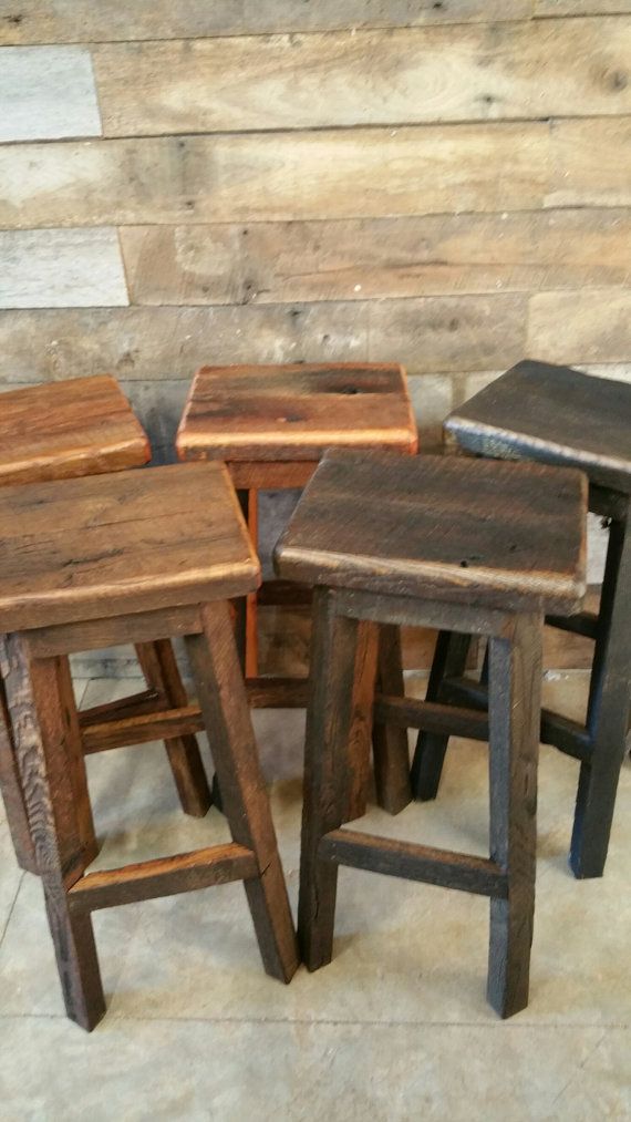 rustic bar stools reclaimed rectangle barn wood bar stool sealed or painted free shipping EIWYNNR