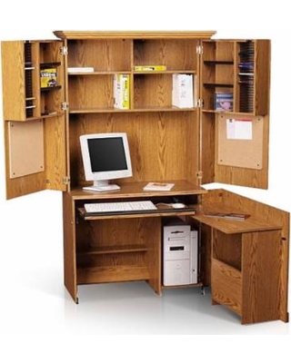 sauder computer armoire, forest hills collection, brown CKSSHYE