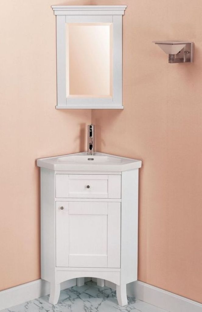 small bathroom corner vanity peach wall color with white corner vanities for small bathrooms using NIICVVT