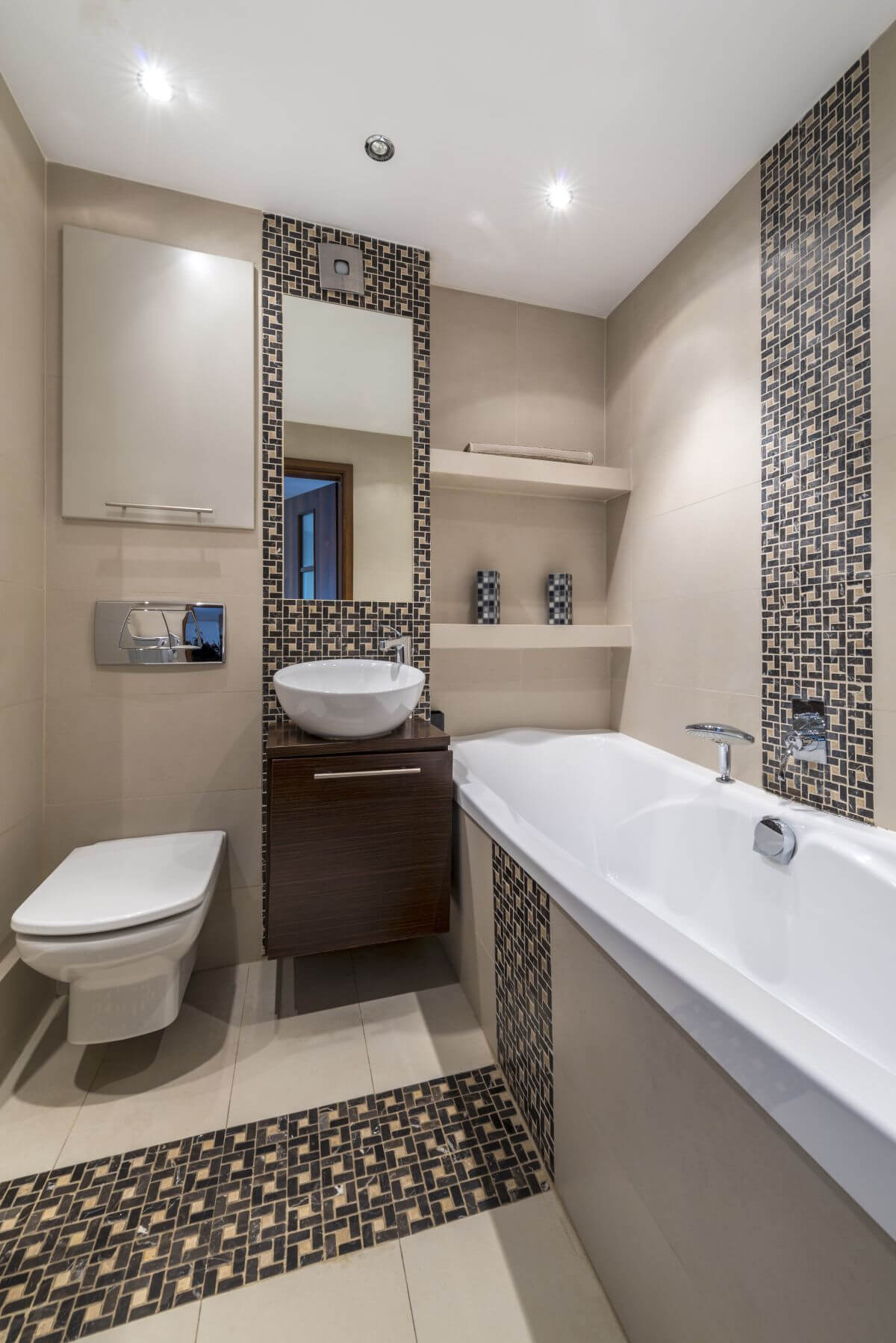 small bathrooms designs minimalist design with repeated tile patterns LUJHSPZ