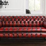 sofa chesterfield chesterfield sofa / leather / 3-seater / red - blenheim AQFGBHO