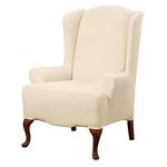 sure fit stretch pinstripe - wing chair slipcover - cream (sf39062) JONVFEG