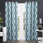 teal curtains exclusive home curtains ironwork sateen woven blackout thermal grommet top RDJKQFP