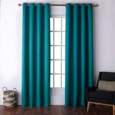 teal curtains exclusive home firenze 96-inch grommet top window curtain panel pair in XDPDLBJ